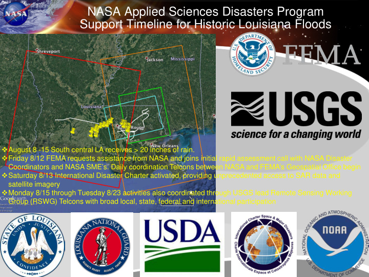 nasa applied sciences disasters program support timeline