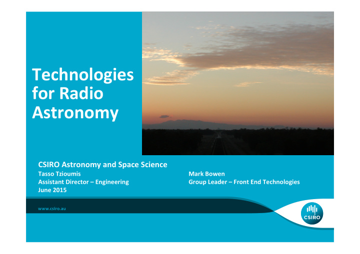 technologies for radio astronomy