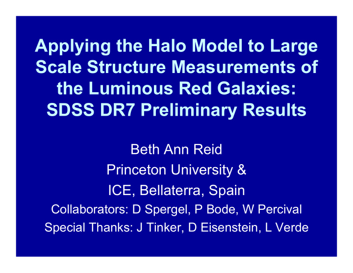 applying the halo model to large scale structure