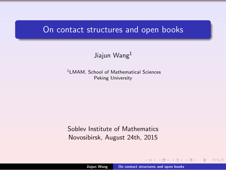 on contact structures and open books