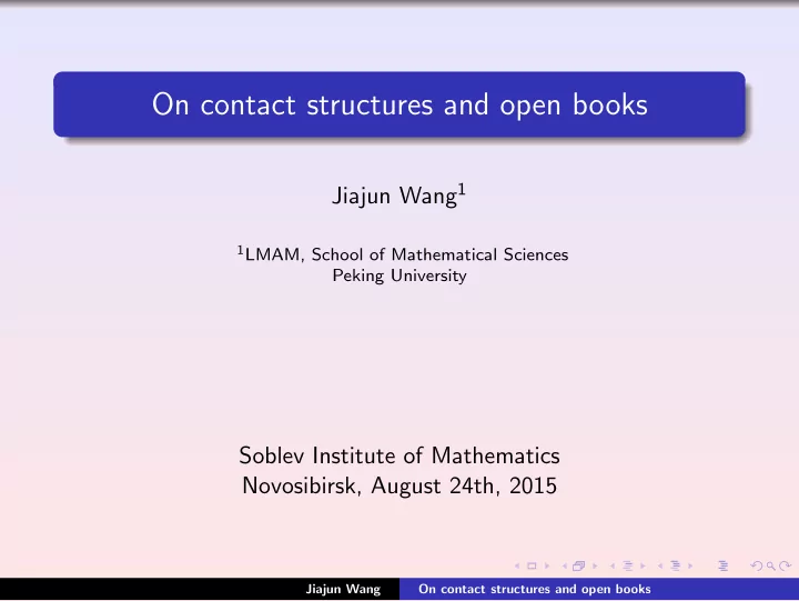 on contact structures and open books