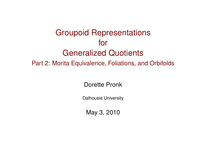 groupoid representations for generalized quotients