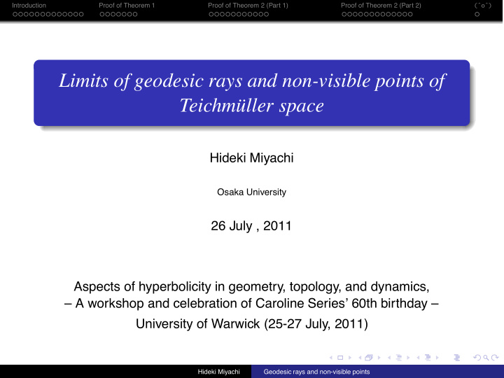 limits of geodesic rays and non visible points of teichm