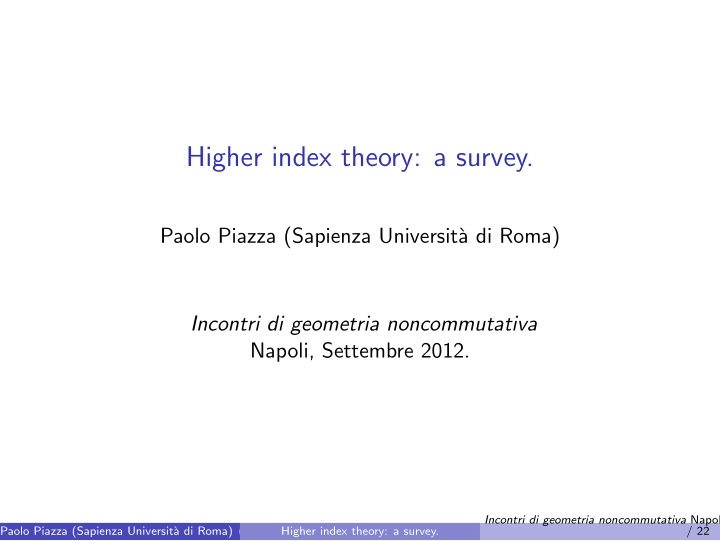 higher index theory a survey