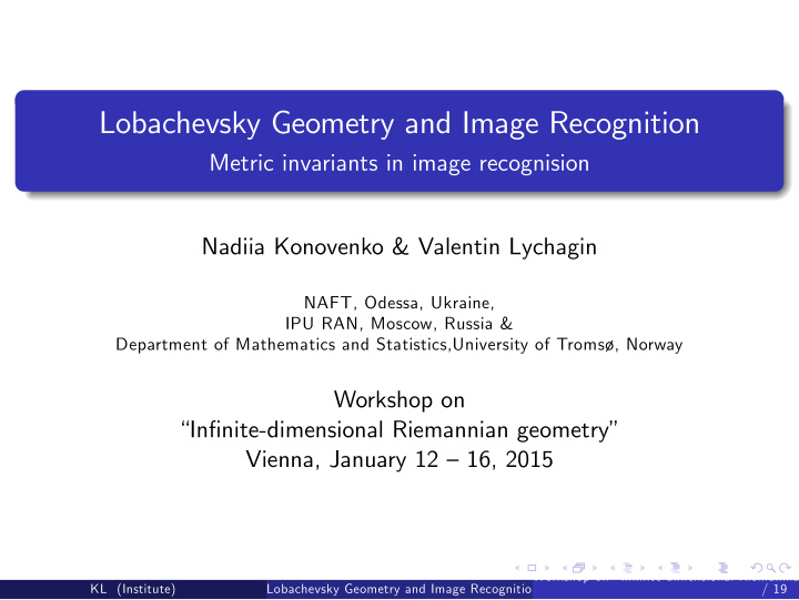 lobachevsky geometry and image recognition