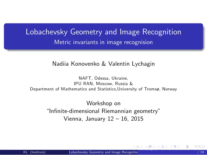 lobachevsky geometry and image recognition