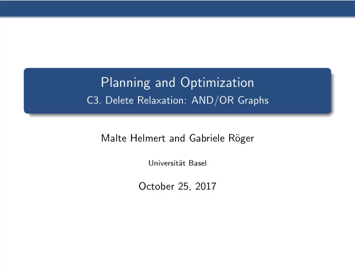 planning and optimization