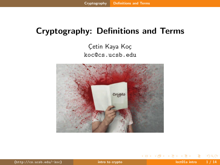cryptography definitions and terms