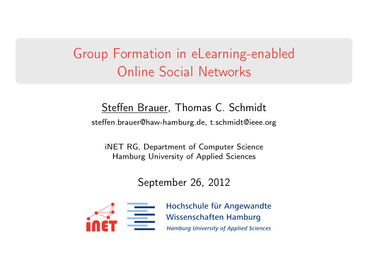 group formation in elearning enabled online social