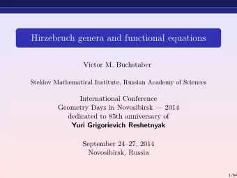 Hirzebruch genera and functional equations  Victor M. Buchstaber  Steklov Mathematical Institute,