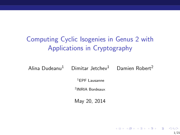 computing cyclic isogenies in genus 2 with applications
