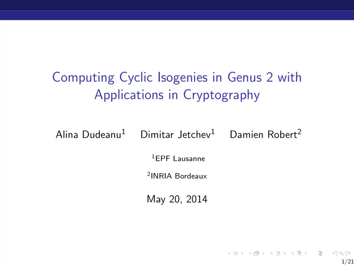 computing cyclic isogenies in genus 2 with applications