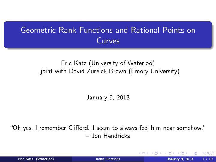 geometric rank functions and rational points on curves