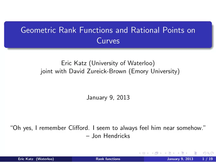 geometric rank functions and rational points on curves