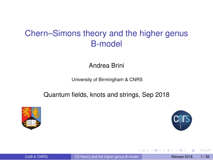 chern simons theory and the higher genus b model