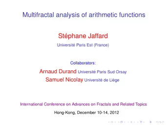 Multifractal analysis of arithmetic functions  St  ephane Jaffard  Universit  e Paris Est