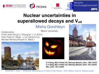 Nuclear uncertainties in superallowed decays and V ud  Misha Gorshteyn  Mainz University