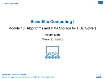 Scientific Computing I  Module 10: Algorithms and Data Storage for PDE Solvers  Miriam Mehl  Winter