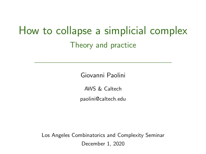 how to collapse a simplicial complex