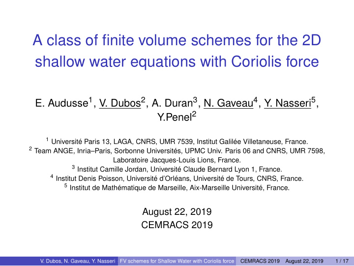 a class of finite volume schemes for the 2d shallow water