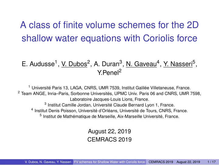 a class of finite volume schemes for the 2d shallow water