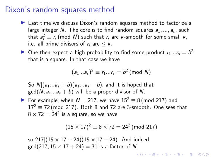 dixon s random squares method
