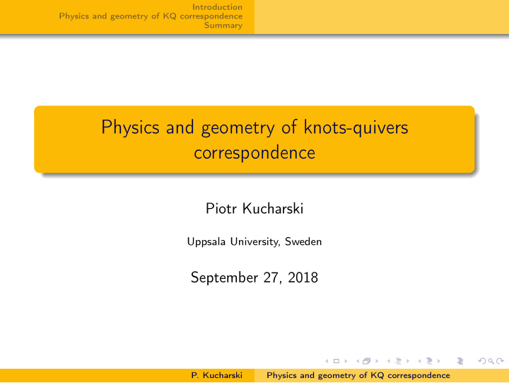 physics and geometry of knots quivers correspondence