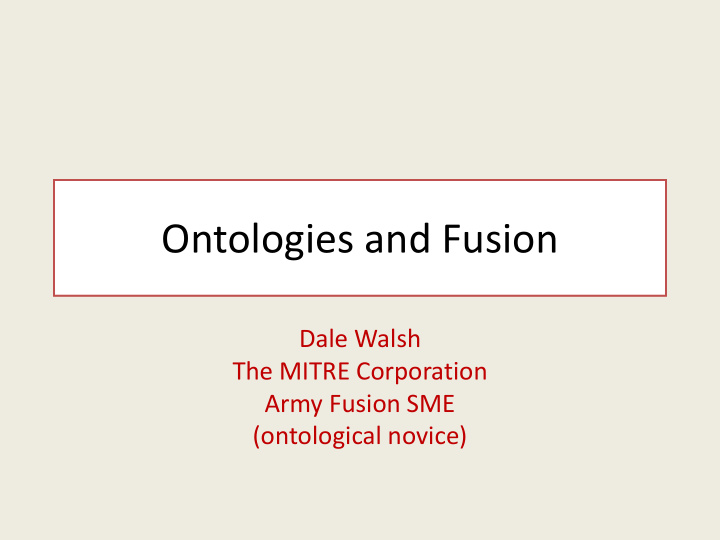 ontologies and fusion