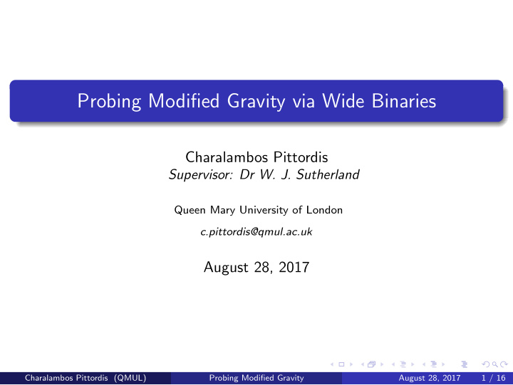 probing modified gravity via wide binaries
