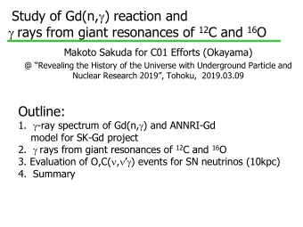 g rays from giant resonances of 12 C and 16 O  Makoto Sakuda for C01 Efforts (Okayama)  @