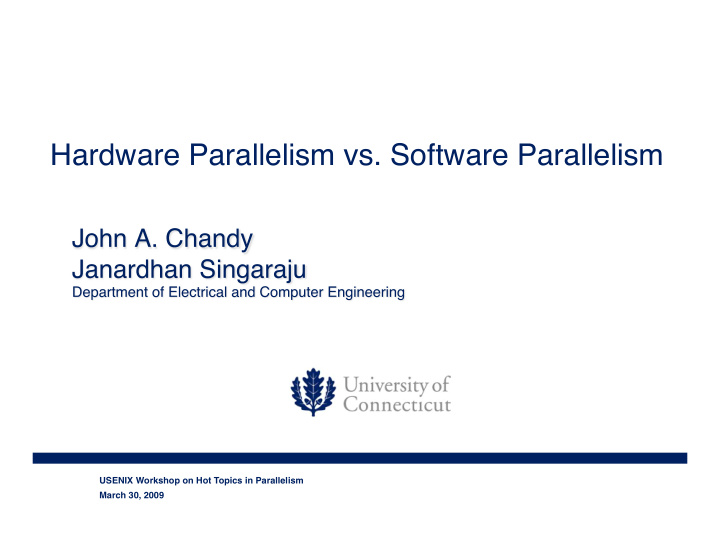 hardware parallelism vs software parallelism