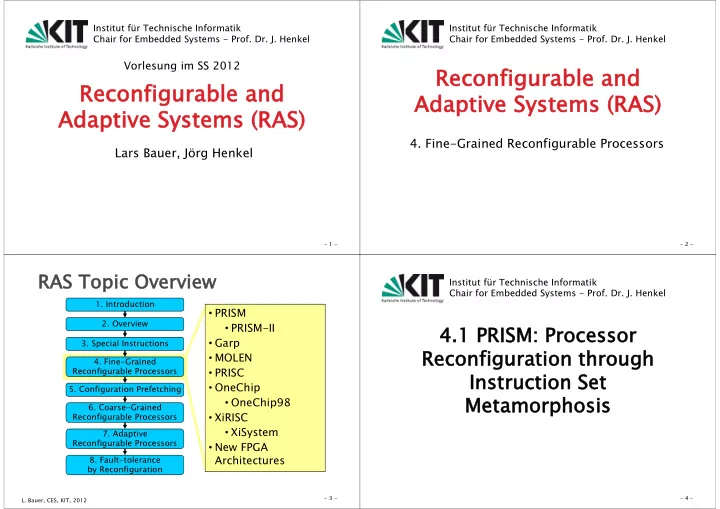 reconfigurable and reconfigurable and adaptive systems