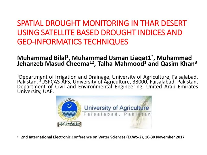 spatial drought monitoring in in th thar desert