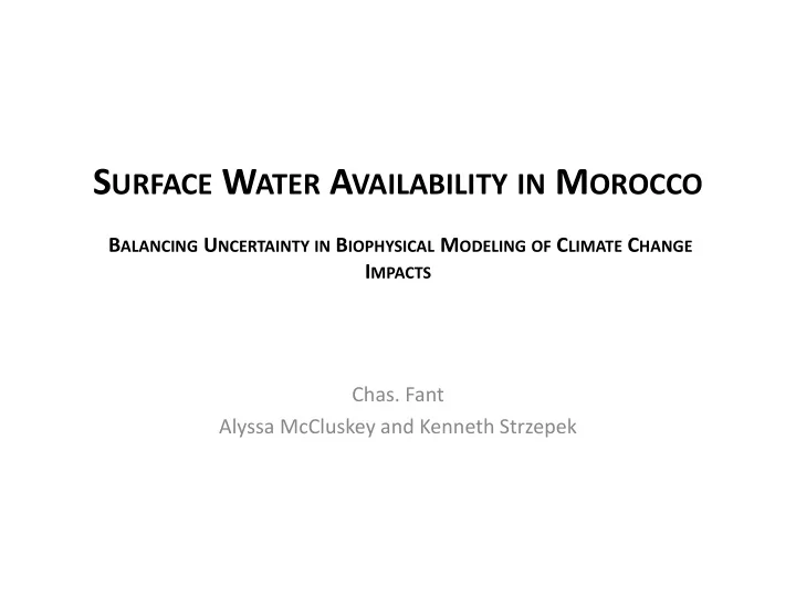 s urface w ater a vailability in m orocco