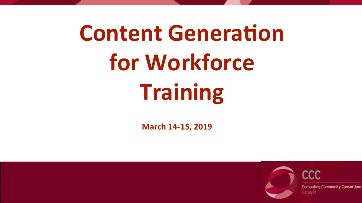 content genera on for workforce training