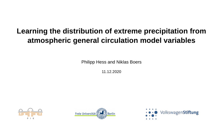 learning the distribution of extreme precipitation from