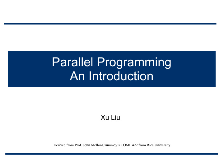 parallel programming an introduction