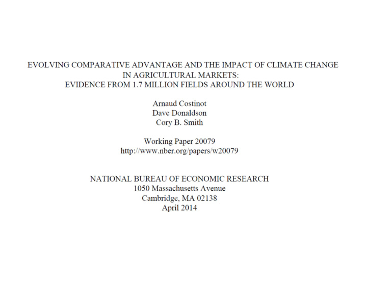 evolving comparative advantage and the impact of climate