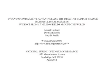 EVOLVING COMPARATIVE ADVANTAGE AND THE IMPACT OF CLIMATE  CHANGE IN AGRICULTURAL MARKETS:  EVIDENCE