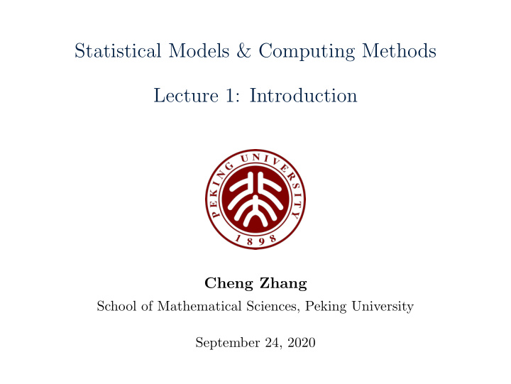 statistical models computing methods lecture 1