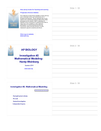 ap biology investigation 2 mathematical modeling hardy
