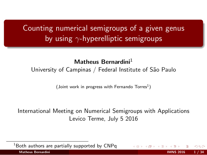 counting numerical semigroups of a given genus by using