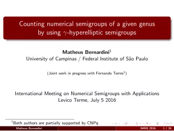 Counting numerical semigroups of a given genus by using  -hyperelliptic semigroups Matheus