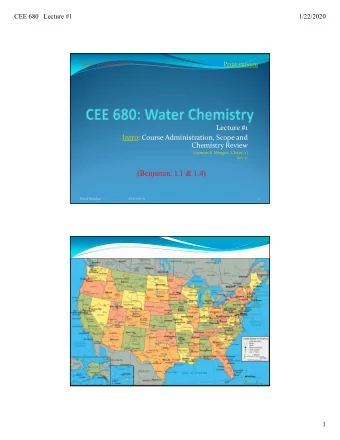 (Benjamin, 1.1 &amp; 1.4)  David Reckhow  CEE 680  #1  1  David Reckhow  CEE 680  #1  2  1  CEE 680