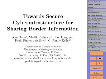 Towards Secure  Let Us Use a Similar . . .  How to Represent Sets  How to Propagate . . .