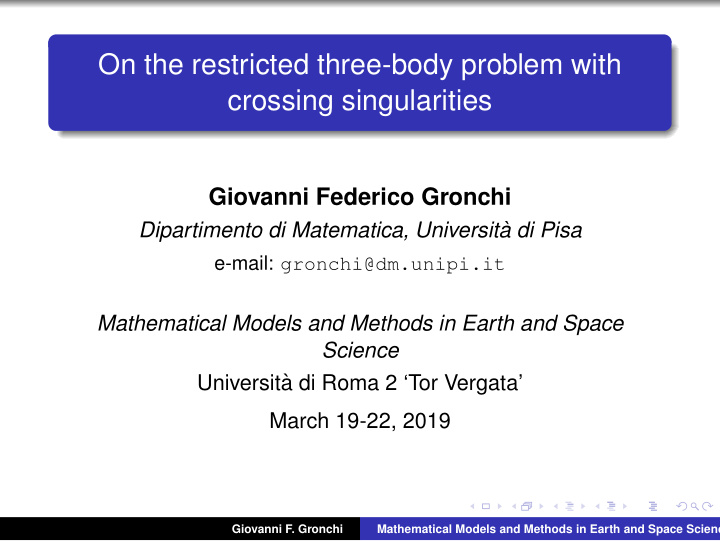 on the restricted three body problem with crossing