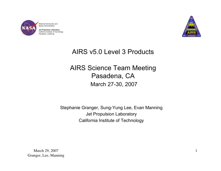 airs v5 0 level 3 products airs science team meeting