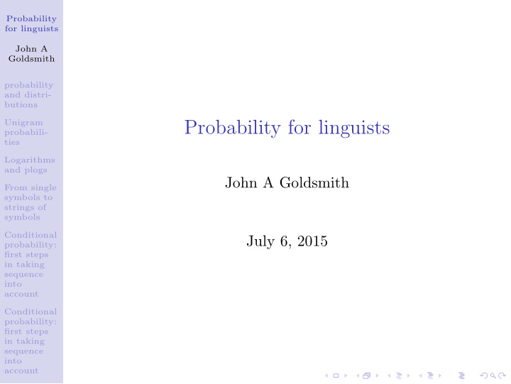 probability for linguists
