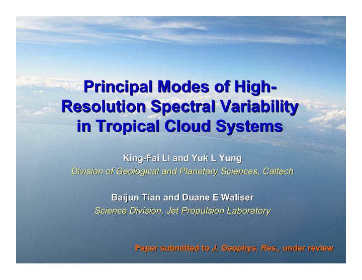 principal modes of high principal modes of high