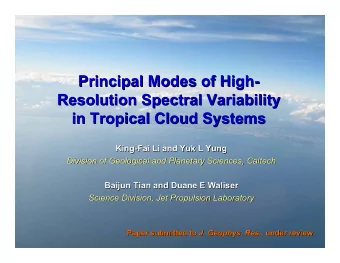 Principal Modes of High-  Principal Modes of High-  Resolution Spectral Variability  Resolution